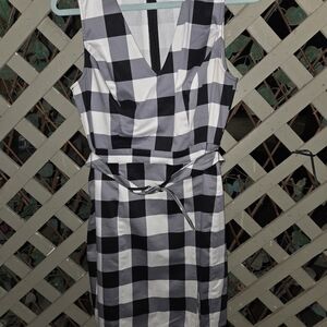 Avenue Black and White Plaid Midi Dress